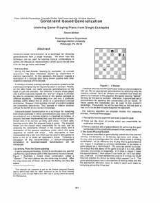Constraint-based Generalization Learning Game-Playing