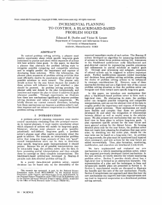 INCREMENTAL PLANNING TO  CONTROL  A  BLACKBOARD-BASED PROBLEM  SOLVER
