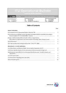 ITU Operational Bulletin www.itu.int/itu-t/bulletin 1094