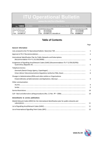 ITU Operational Bulletin www.itu.int/itu-t/bulletin 1095