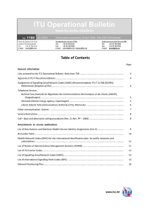 ITU Operational Bulletin www.itu.int/itu-t/bulletin 1100