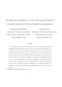 An algebraic formulation of static isotropy and design of