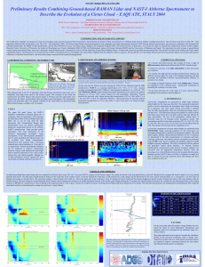 Preliminary Results Combining Ground-based RAMAN Lidar and NAST-I Airborne Spectrometer... Describe the Evolution of a Cirrus Cloud – EAQUATE, ITALY...