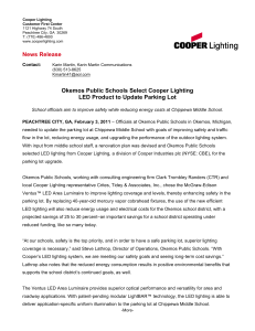 Okemos Public Schools Select Cooper Lighting News Release