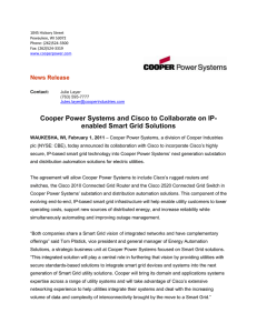Cooper Power Systems and Cisco to Collaborate on IP-  News Release