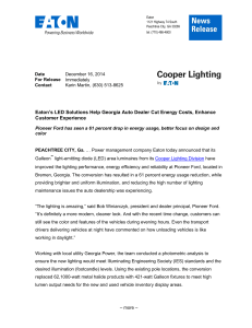 Eaton’s LED Solutions Help Georgia Auto Dealer Cut Energy Costs,... Customer Experience