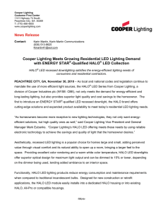 Cooper Lighting Meets Growing Residential LED Lighting Demand with ENERGY STAR