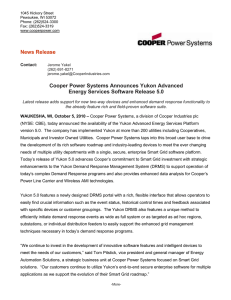 News Release Cooper Power Systems Announces Yukon Advanced