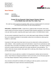 News Release Cooper B-Line Expands Cable Support System Options
