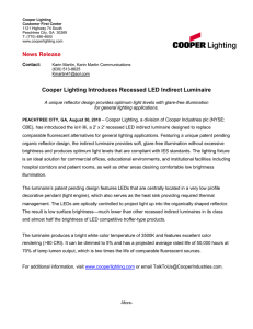Cooper Lighting Introduces Recessed LED Indirect Luminaire News Release