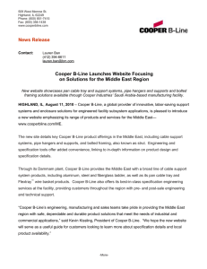 News Release Cooper B-Line Launches Website Focusing