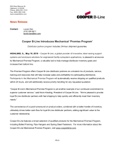 News Release ‘Promise Program’ Cooper B-Line Introduces Mechanical