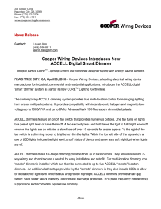 Cooper Wiring Devices Introduces New ACCELL Digital Smart Dimmer  News Release