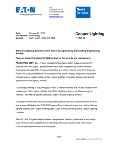 Efficient Lighting Solutions from Eaton Recognized by Illuminating Engineering Society