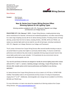 New AL Series from Cooper Wiring Devices Offers News Release