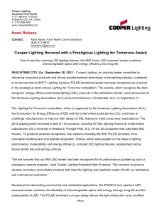 Lighting for Tomorrow News Release