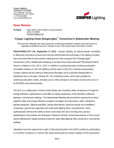 News Release Cooper Lighting Hosts DesignLights Consortium’s Stakeholder Meeting