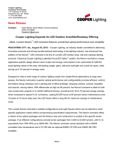News Release Cooper Lighting Expands its LED Outdoor Area/Site/Roadway Offering