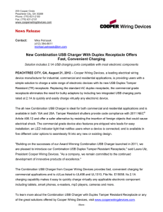 News Release  New Combination USB Charger With Duplex Receptacle Offers