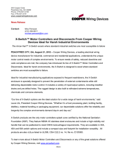 X-Switch™ Motor Controllers and Disconnects From Cooper Wiring