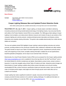 Cooper Lighting Releases New and Updated Product Selection Guide  News Release
