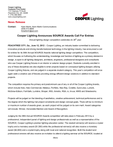 Cooper Lighting Announces SOURCE Awards Call For Entries News Release