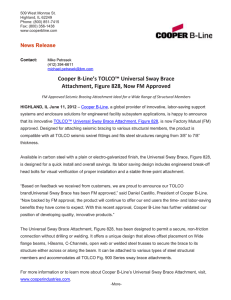 Cooper B-Line’s TOLCO™ Universal Sway Brace  News Release