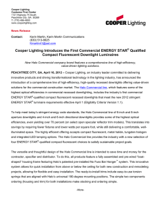 Cooper Lighting Introduces the First Commercial ENERGY STAR Qualified