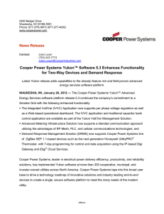 News Release Cooper Power Systems Yukon™ Software 5.3 Enhances Functionality