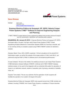 News Release Empresa Eléctrica Pública de Guayaquil, EP, EEPG, Selects Cooper