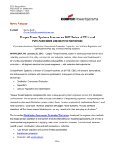 News Release Cooper Power Systems Announces 2012 Series of CEU- and