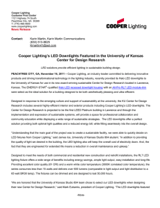 Cooper Lighting’s LED Downlights Featured in the University of Kansas  Contact:
