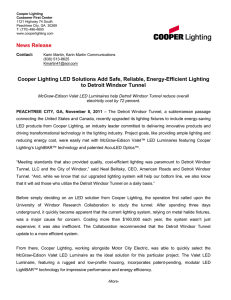 Cooper Lighting LED Solutions Add Safe, Reliable, Energy-Efficient Lighting News Release