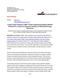 News Release Cooper Power Systems CYME™ Power Engineering Software Module
