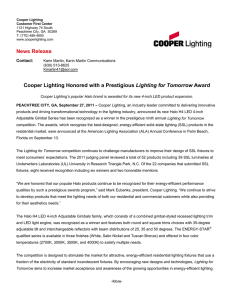 News Release Lighting for Tomorrow Contact: