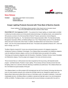 Cooper Lighting Products Honored with Three Best of NeoCon Awards Contact:
