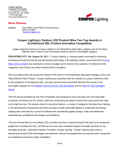 Cooper Lighting’s Outdoor LED Product Wins Two Top Awards in