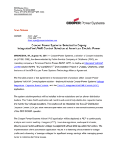 Cooper Power Systems Selected to Deploy