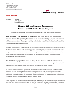 Cooper Wiring Devices Announces Arrow Hart Build-To-Spec Program