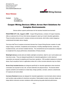 Cooper Wiring Devices Offers Arrow Hart Solutions for Complex Environments  News Release
