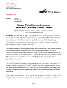 Cooper Wiring Devices Announces Arrow Hart X-Switch™ Motor Control