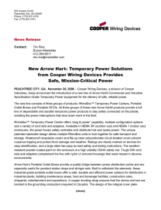 New Arrow Hart Temporary Power Solutions from Cooper Wiring Devices Provides