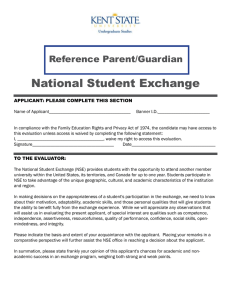 National Student exchange Reference parent/guardian