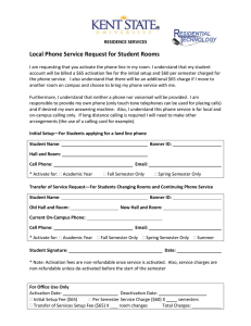Local Phone Service Request for Student Rooms