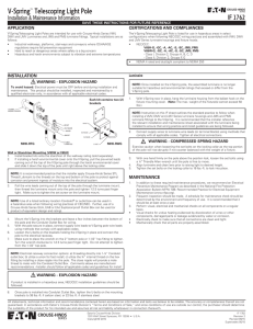 V-Spring™ Telescoping Light Pole IF 1762 Installation &amp; Maintenance Information INSTALLATION