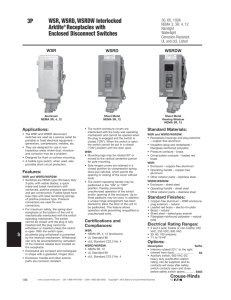 WSR, WSRD, WSRDW Interlocked Arktite Receptacles with Enclosed Disconnect Switches