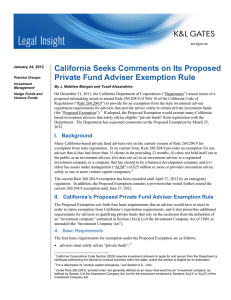 California Seeks Comments on Its Proposed Private Fund Adviser Exemption Rule