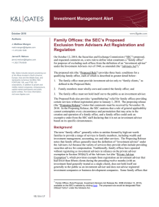 Investment Management Alert Family Offices: the SEC’s Proposed Regulation