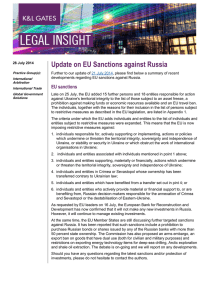 Update on EU Sanctions against Russia EU sanctions