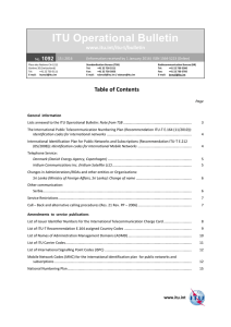 ITU Operational Bulletin www.itu.int/itu-t/bulletin 1092